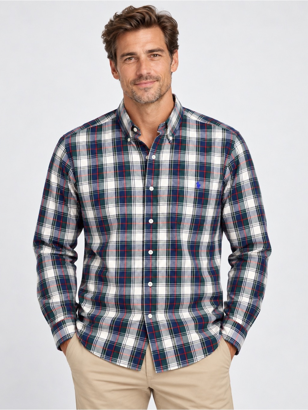 Ralph Lauren Blaire Men’s Large Plaid Button Down Shirt 100% Cotton Pony